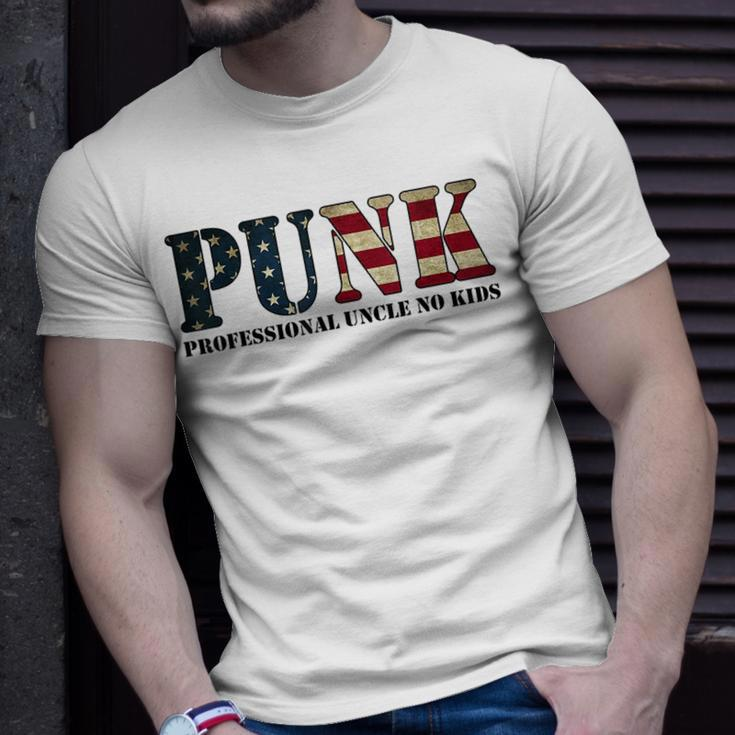 Punk Professional Uncle No Kids Funny Uncle American Flag Gift For Mens Unisex T-Shirt Gifts for Him