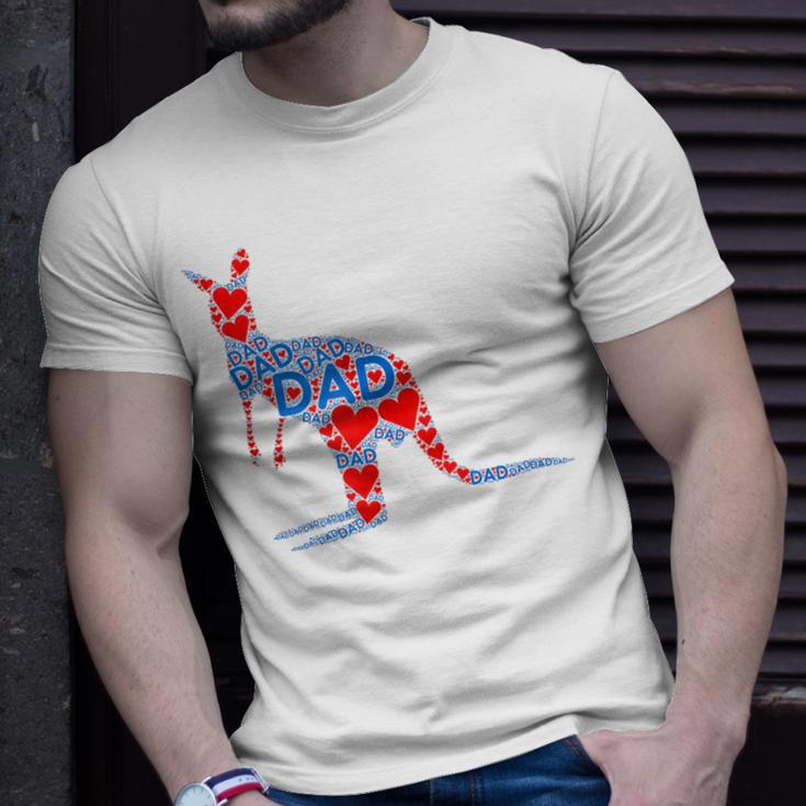 Red Heart Love Blue Dad - Cute Kangaroo Daddy Fathers Day Unisex T-Shirt Gifts for Him