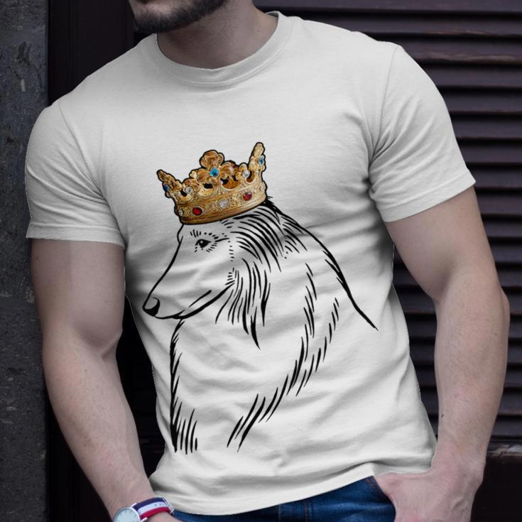 Rough Collie Dog Wearing Crown T-Shirt Gifts for Him