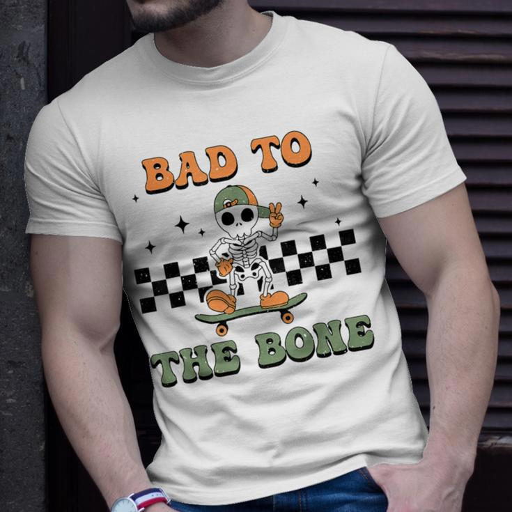 Skeleton Halloween Skateboard Bad To The Bone Toddler Boy T-Shirt Gifts for Him