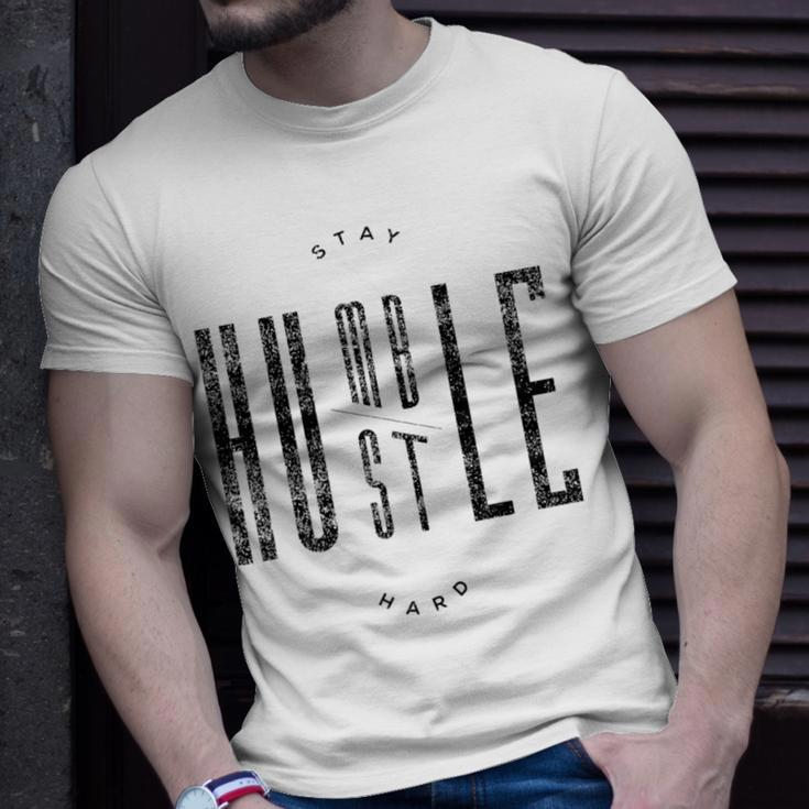 Stay Humble & Hustle Hard Quote Black Text T-Shirt Gifts for Him