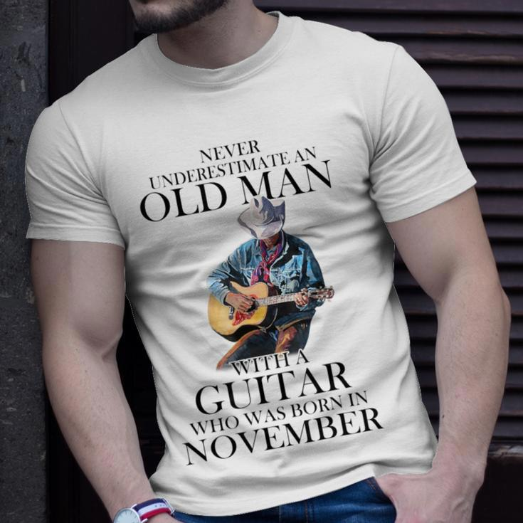 Never Underestimate A November Man With A Guitar T-Shirt Gifts for Him
