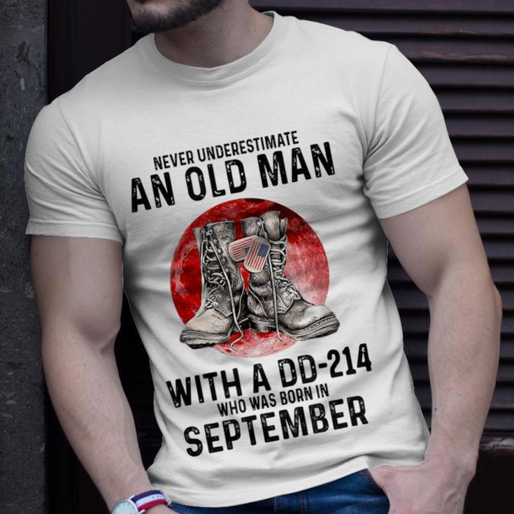 Never Underestimate An Old September Man With A Dd 214 T-Shirt Gifts for Him