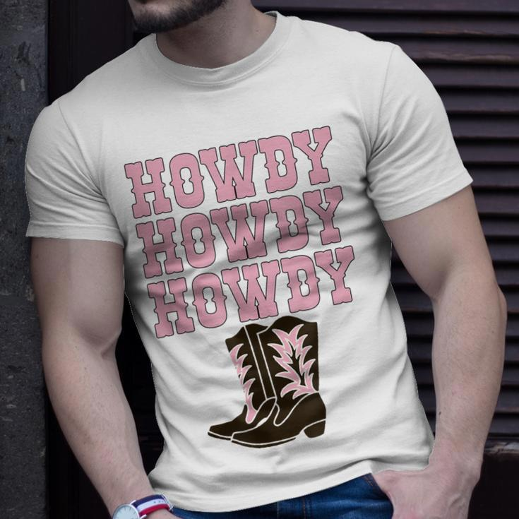 White Howdy Rodeo Western Country Southern Cowgirl Boots Unisex T-Shirt Gifts for Him
