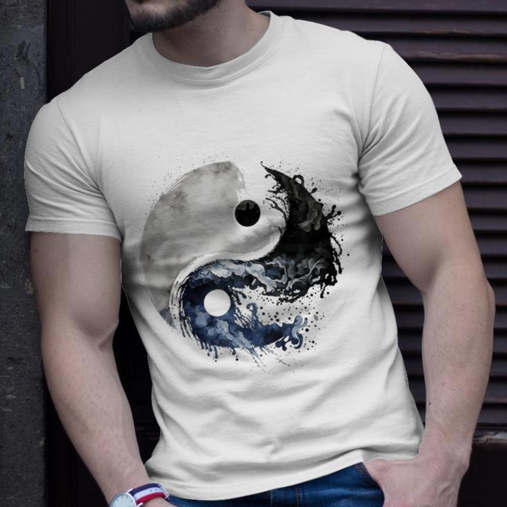 Ying Yang Balance Meditation Water Color Tai Chi Flow State T-Shirt Gifts for Him