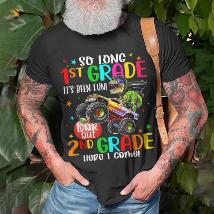 1St Grade Graduation Dinosaurs Truck 2Nd Grade Here We Come Unisex T-Shirt Gifts for Old Men
