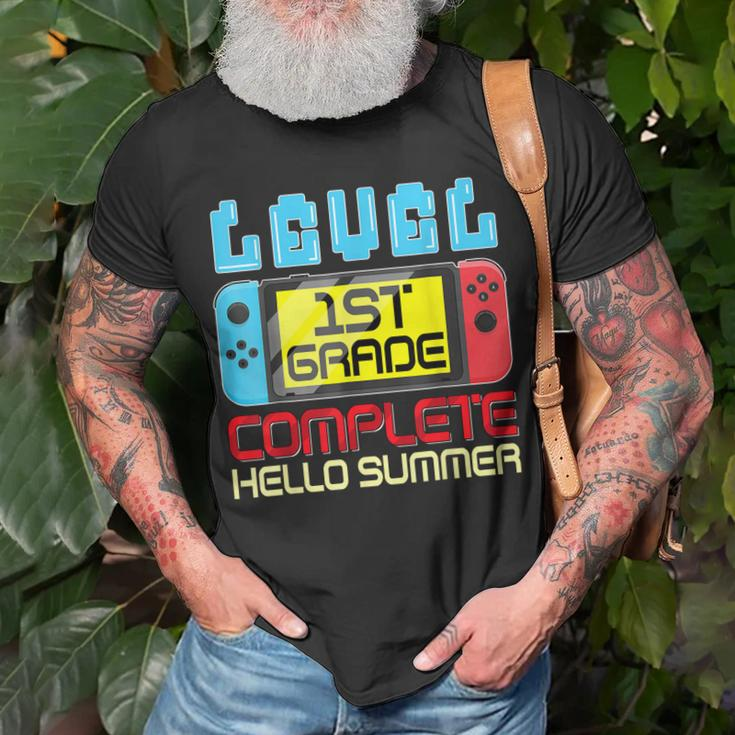 1St Grade Level Complete Gamer Last Day Of School Graduation Unisex T-Shirt Gifts for Old Men
