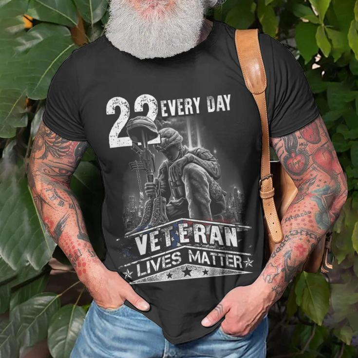 22 Every Day Veteran Lives Matter Support Veterans Day Unisex T-Shirt Gifts for Old Men