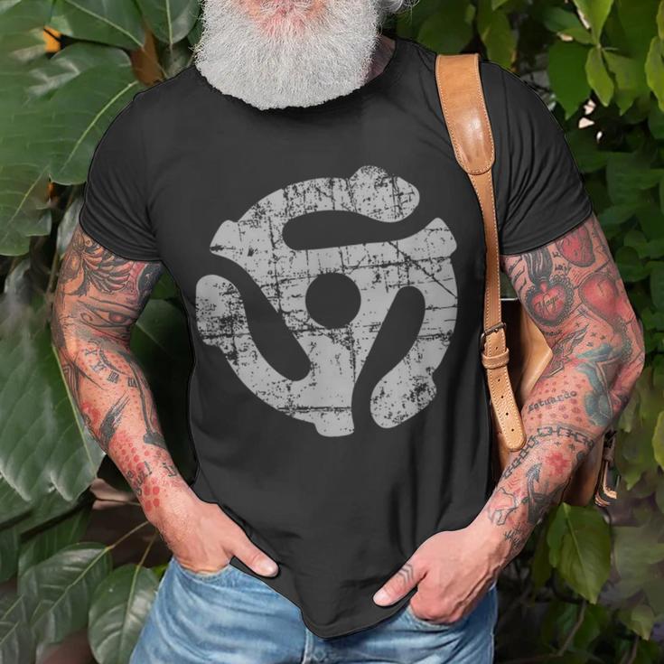45 Rpm Record Adapter Vintage Gray Turntable T-Shirt | Mazezy