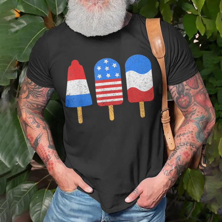 4Th Of July Ice Pops Red White Blue American Flag Patriotic Unisex T-Shirt Gifts for Old Men