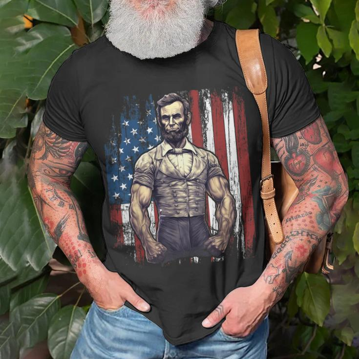 4Th Of July Patriotic Funny Abraham Lincoln Graphic July 4Th Unisex T-Shirt Gifts for Old Men