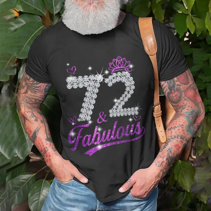 72 & Fabulous 72 Year Old 72Th Birthday Diamond Crown Pink Unisex T-Shirt Gifts for Old Men