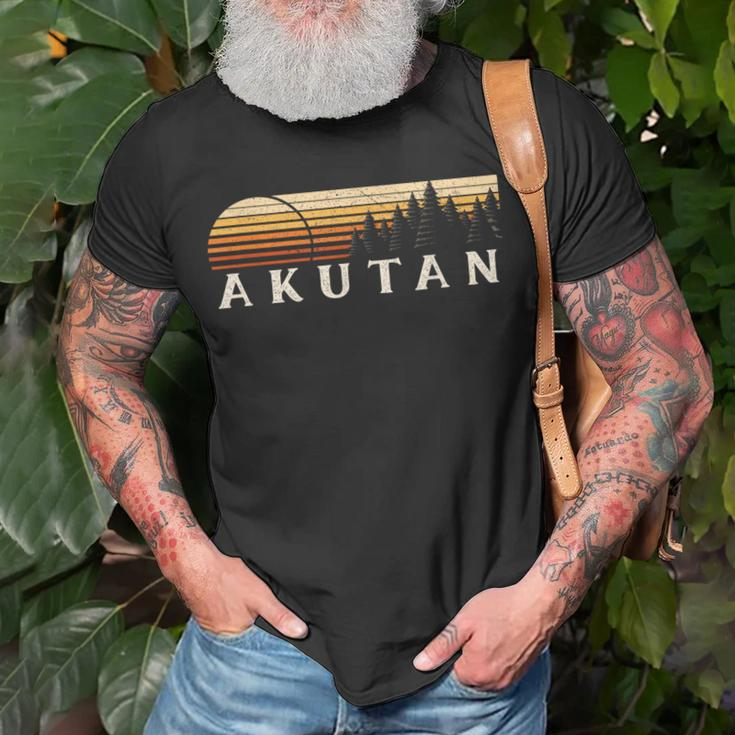 Akutan Ak Vintage Evergreen Sunset Eighties Retro T-Shirt Gifts for Old Men