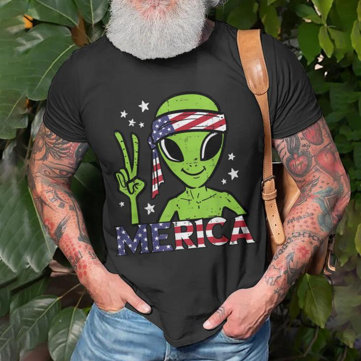 Alien Peace Hand Merica Fourth July 4Th Patriotic Space Unisex T-Shirt Gifts for Old Men