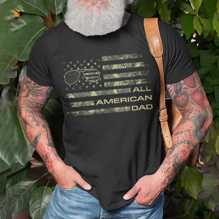 All American Dad 4Th Of July Fathers Day Camo Flag Unisex T-Shirt Gifts for Old Men