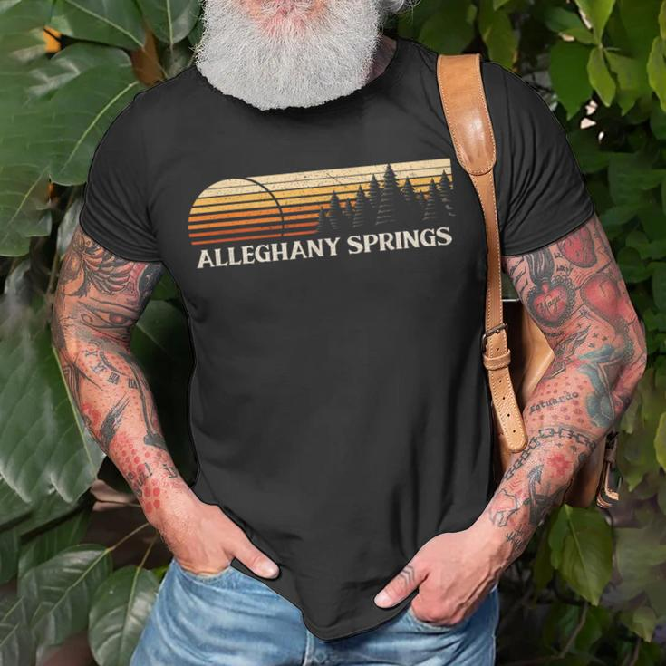 Alleghany Springs Va Vintage Evergreen Sunset Eighties T-Shirt Gifts for Old Men