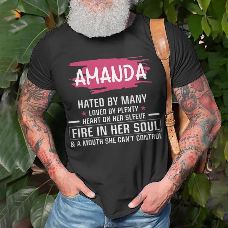 Amanda Name Gift Amanda Hated By Many Loved By Plenty Heart Her Sleeve Unisex T-Shirt Gifts for Old Men