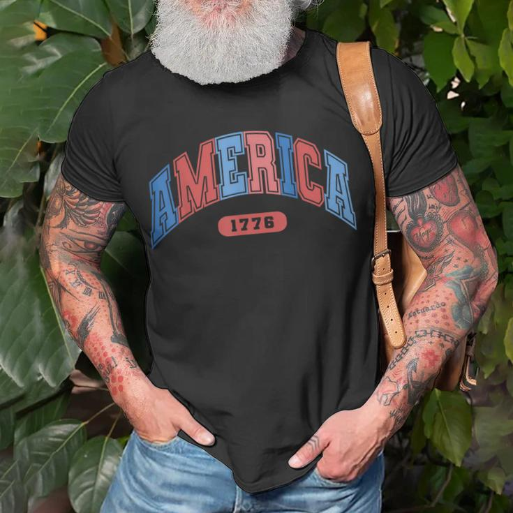 America 4Th Of July Retro Usa Memorial Day America Baseball Unisex T-Shirt Gifts for Old Men