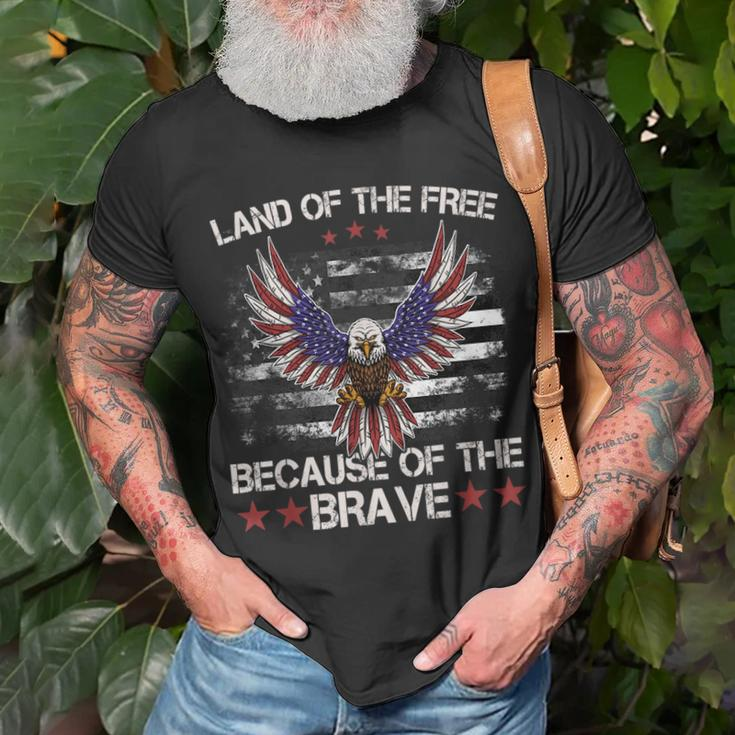 America Eagle | Land Of The Free Because Of The Brave Unisex T-Shirt Gifts for Old Men