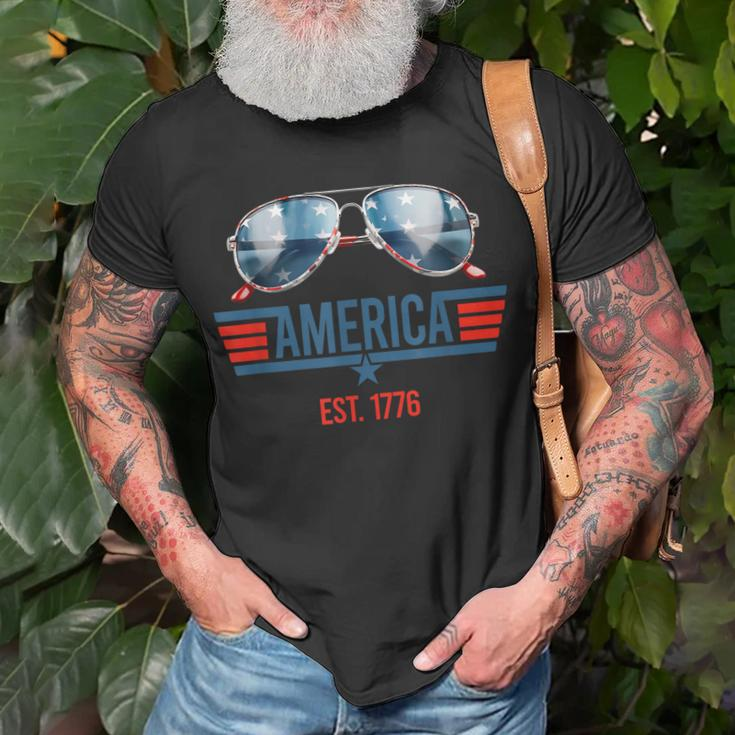 America Est 1776 Usa 4Th Of July Patriotic Sunglasses Unisex T-Shirt Gifts for Old Men