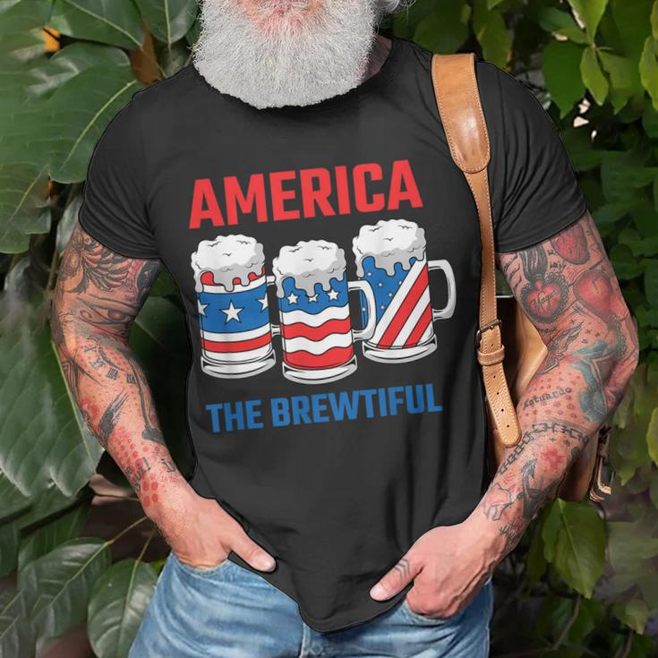 America The Brewtiful Funny July 4Th American Flag Patriotic Unisex T-Shirt Gifts for Old Men