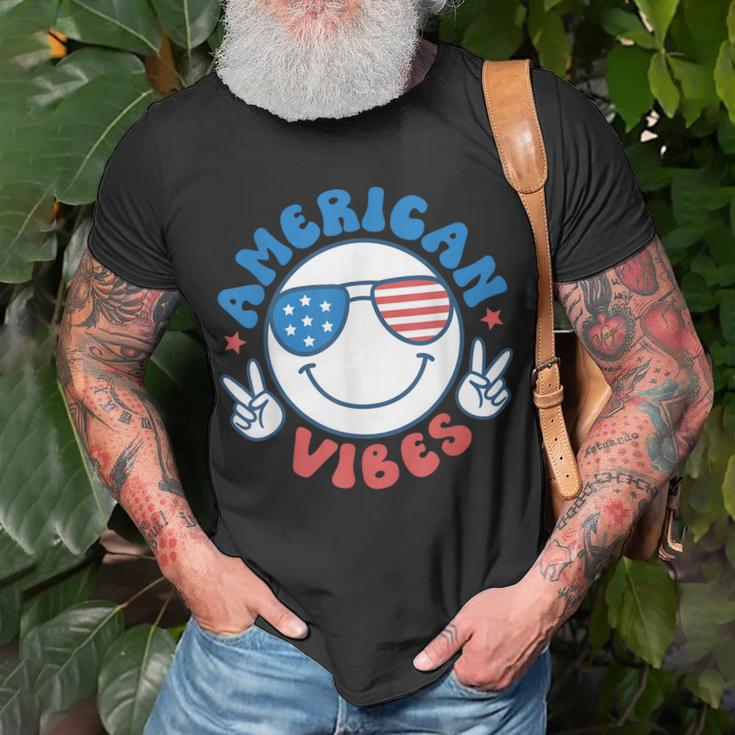 America Vibes Fourth 4Th Of July Happy Face Smile Patriotic Unisex T-Shirt Gifts for Old Men