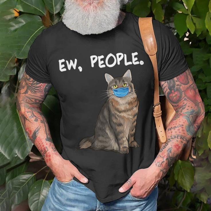 American Bobtail Ew People Cat Wearing Face Mask T-Shirt Gifts for Old Men