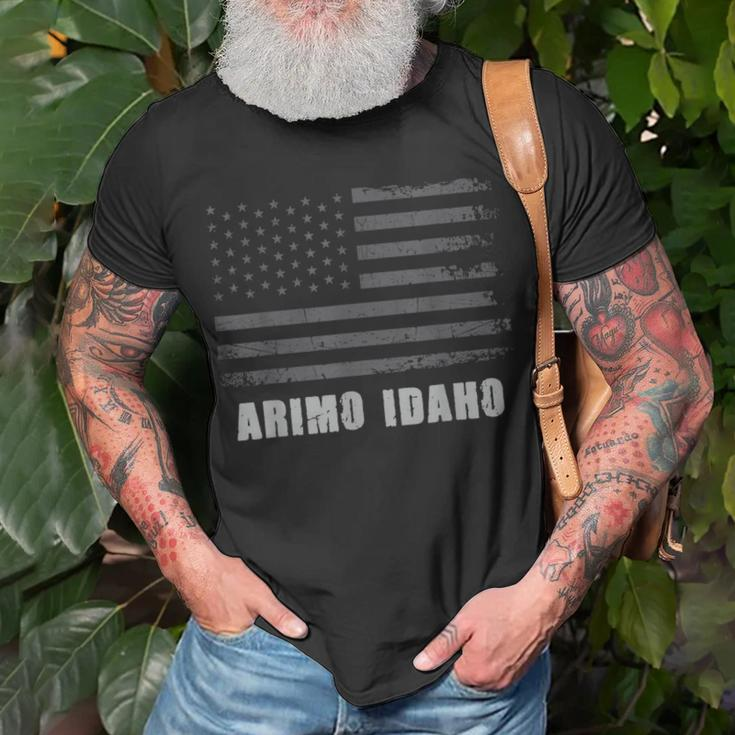 American Flag Arimo Idaho Usa Patriotic Souvenir T-Shirt Gifts for Old Men