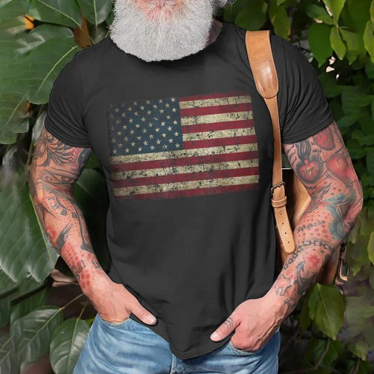 American Flag Distressed Usa Patriotic 4Th Of July Men Women Unisex T-Shirt Gifts for Old Men