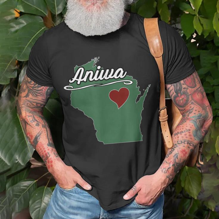 Aniwa Wisconsin Wi Usa City State Souvenir T-Shirt Gifts for Old Men