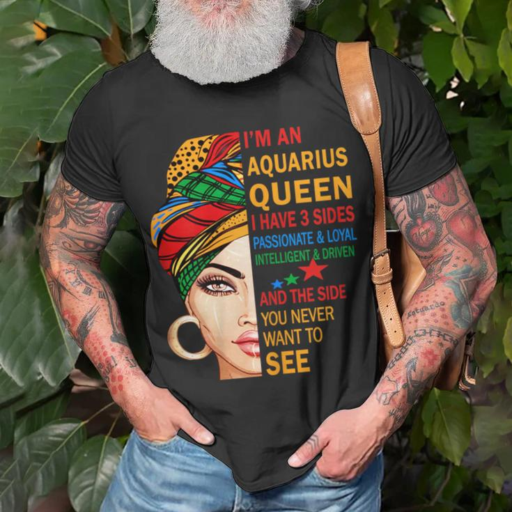 Aquarius Queen I Have 3 Sides Birthday Zodiac Aquarius T-Shirt Gifts for Old Men