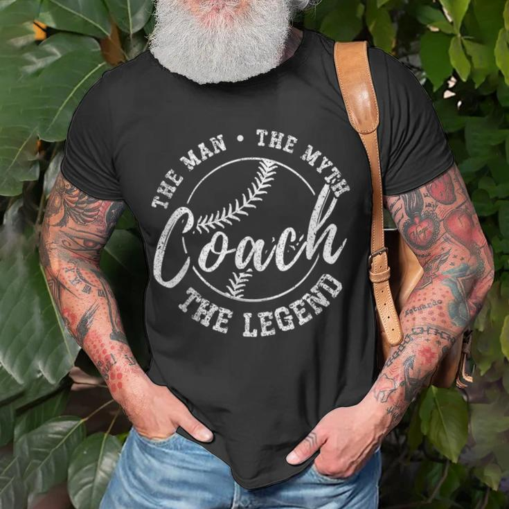 Baseball Coach The Man The Myth The Legend Teacher Husband Gift For Women Unisex T-Shirt Gifts for Old Men