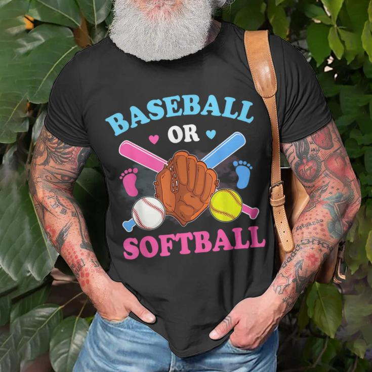 Baseball Or Softball Gender Reveal Baby Party Boy Girl Unisex T-Shirt Gifts for Old Men
