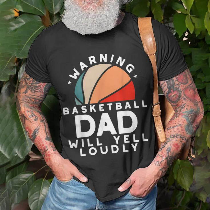 Basketball Dad Warning Funny Protective Father Sports Love Unisex T-Shirt Gifts for Old Men