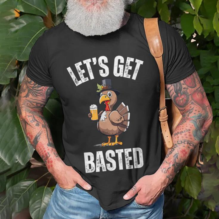 Lets Get Basted Thanksgiving Drinking Turkey Day T-Shirt Gifts for Old Men