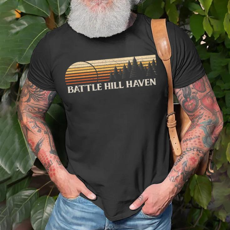 Battle Hill Haven Ga Vintage Evergreen Sunset Eighties T-Shirt Gifts for Old Men