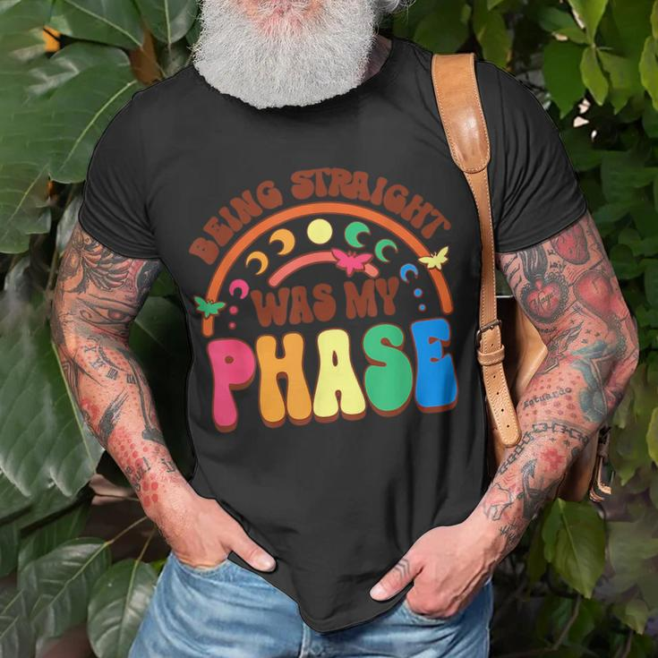 Being Straight Was My Phase Groovy Lgbt Pride Month Gay Les Unisex T-Shirt Gifts for Old Men