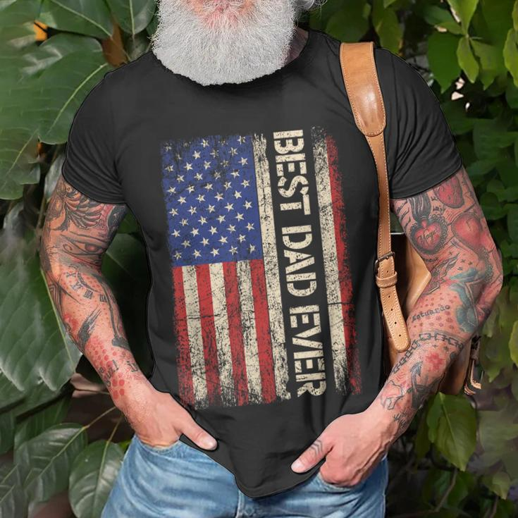 Best Dad Ever Us American Flag For Fathers Day T-shirt Gifts for Old Men
