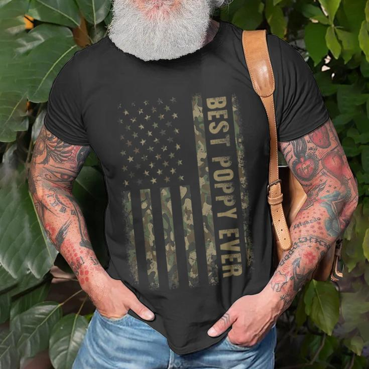 Best Poppy Ever Camouflage American Flag Fathers Day Unisex T-Shirt Gifts for Old Men