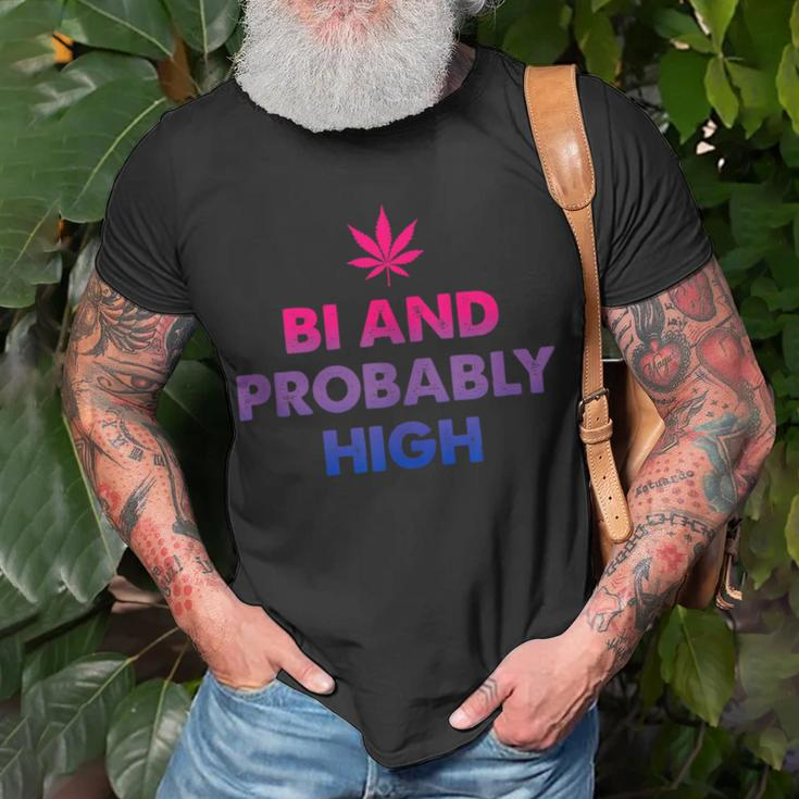 Bi And Probably High Bisexual Flag Pot Weed Marijuana T-Shirt Gifts for Old Men