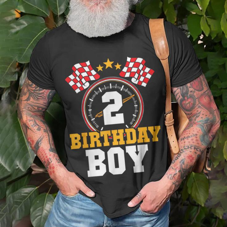 Birthday Boy 2Nd Race Car Party 2 Years Old Racing Driver T-Shirt Gifts for Old Men