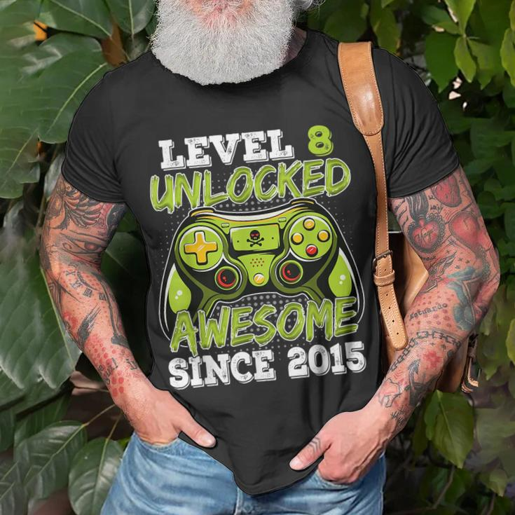 Birthday Boy Video Game Level 8 Unlocked Awesome Since 2015 Unisex T-Shirt Gifts for Old Men