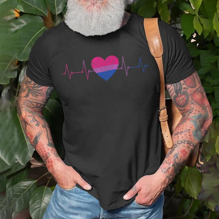 Bisexual Heartbeat - Bi Flag Ekg Pulse Line Lgbt Pride Unisex T-Shirt Gifts for Old Men