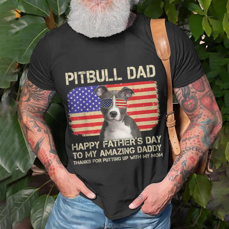 Blue Nose Pitbull Dad Happy Fathers Day To My Amazing Daddy Unisex T-Shirt Gifts for Old Men