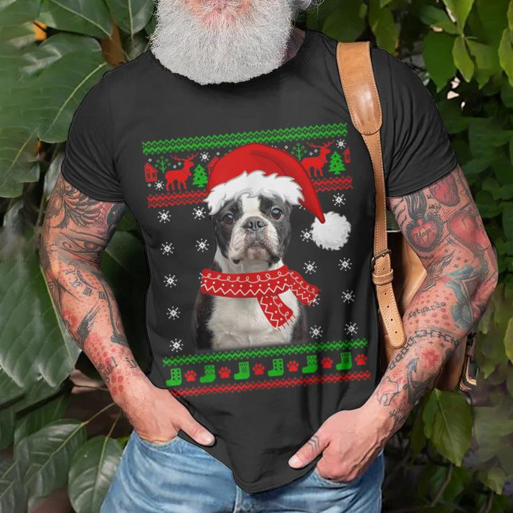 Boston Terrier Dog Ugly Sweater Christmas Puppy Dog Lover T-Shirt Gifts for Old Men