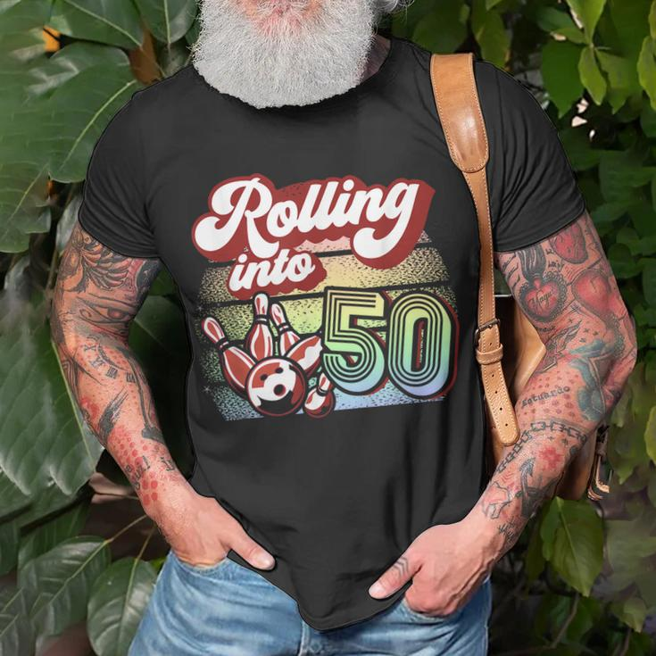 Bowling Party Rolling Into 50 Bowling Birthday Unisex T-Shirt Gifts for Old Men