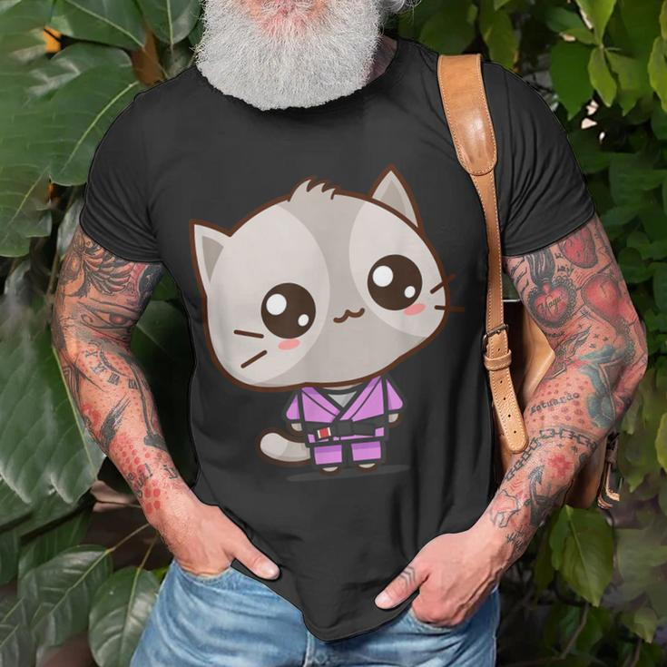 Brazilian Jiu Jitsu Black Belt Combat Sport Cute Kawaii Cat T-Shirt Gifts for Old Men