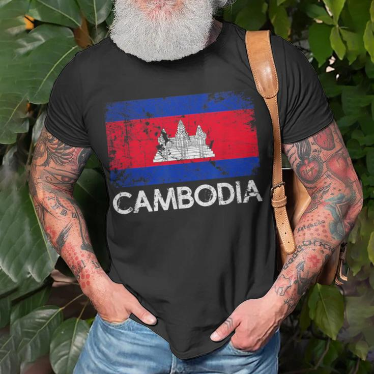 Cambodian Flag Vintage Made In Cambodia T-Shirt Gifts for Old Men