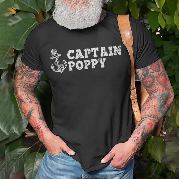 Captain Poppy Sailing Boating Vintage Boat Anchor Funny Unisex T-Shirt Gifts for Old Men