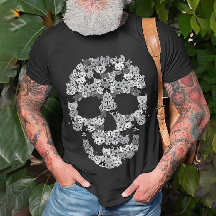 Cat Skull Creepy Feline Skeleton Horror Kitten Creepy T-Shirt Gifts for Old Men